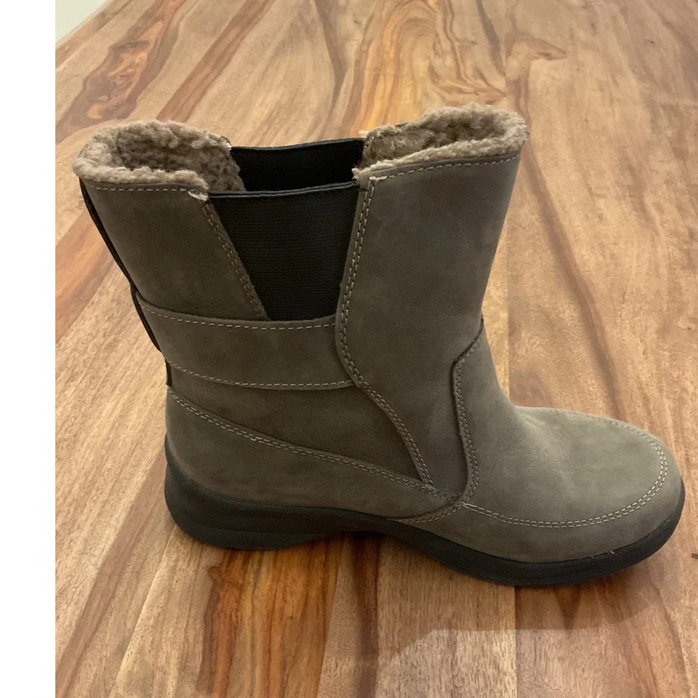 LL Bean TEK2.5 Waterproof Ankle Boots Womens 8 Medium Olive Green Faux Fur